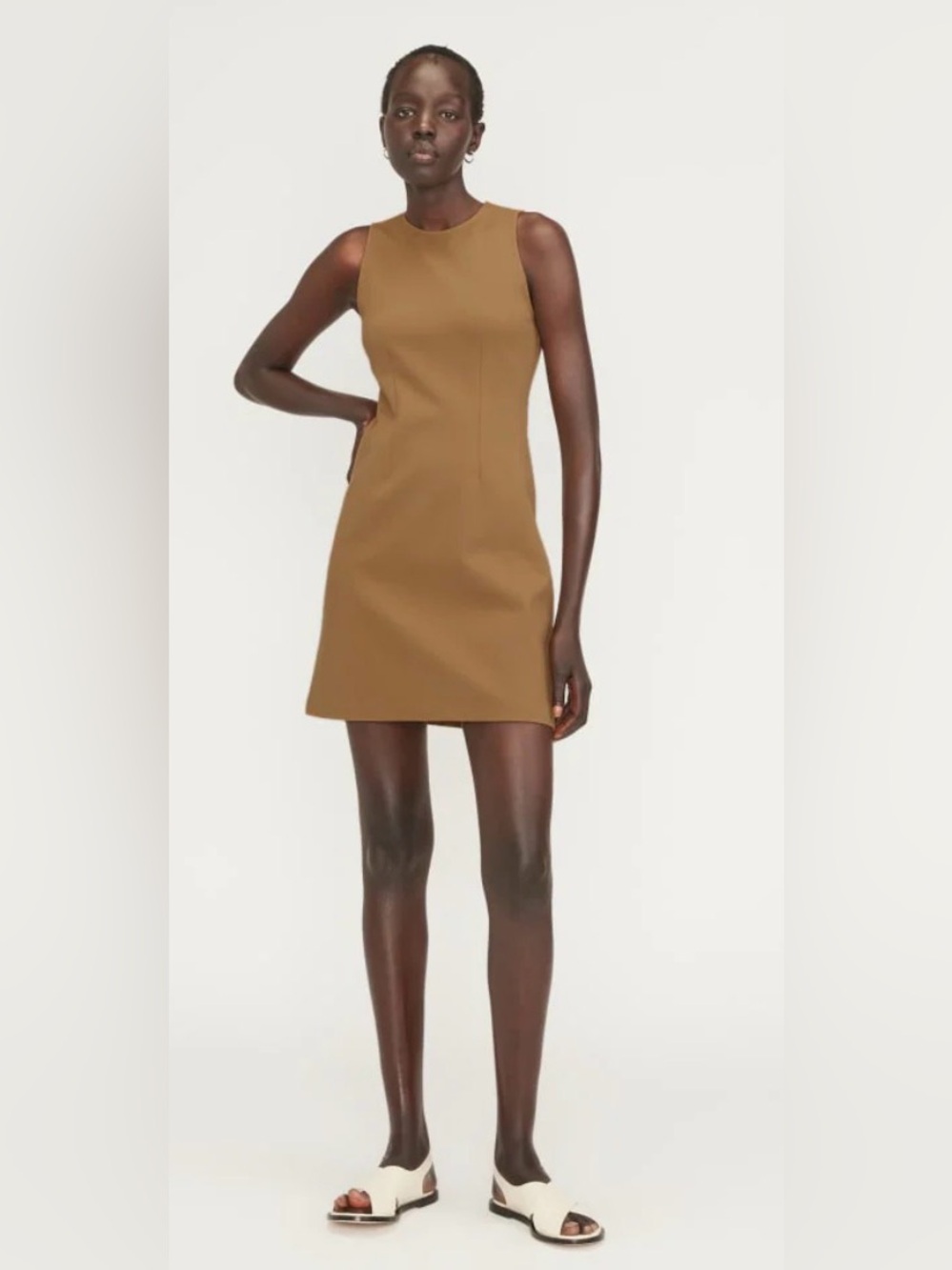 Everlane The Dream '90s Shift Dress NWOT Size M Camel Tan Mini